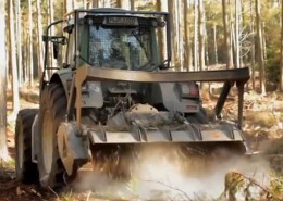 Blunk beim Mulchen im Forst
