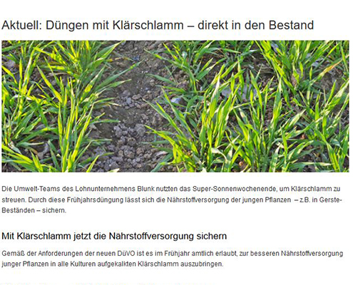 Klärschlamm düngen direkt in den BEstand: Beitrag