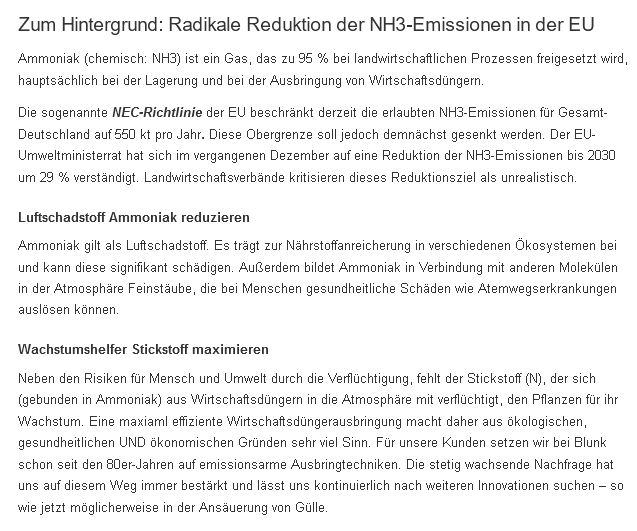 Gülleansäuerung und NEC Richtlinie der EU