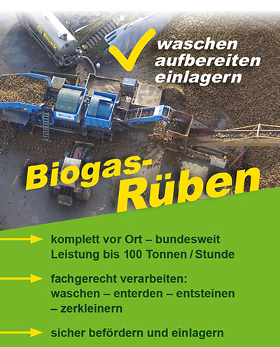 Rüebenwäsche mit mobiler Rübenwaschanlage mit Blunk Anzeige