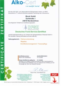 Blunk RW ALKO Cert Zertifikat für 2024 - link zum Download