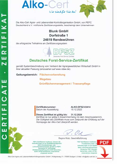 Blunk RW ALKO Cert Zertifikat für 2024 - link zum Download