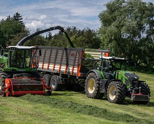 Gras Ernte mit neuen Häckselwagen: Blunk-Team Rendswühren - Foto T Bannas 9421